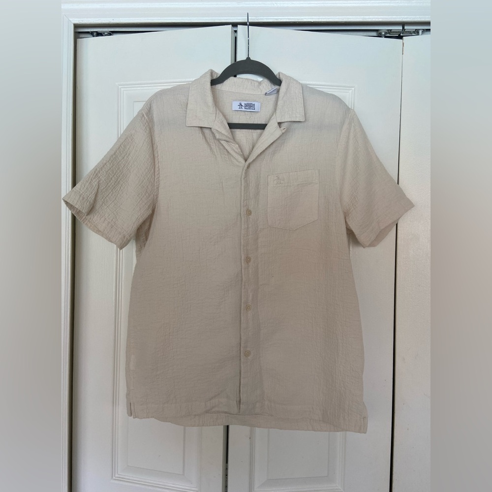 Penguin by Munsingwear Short-Sleeve Button-Down Shirt - Light Beige